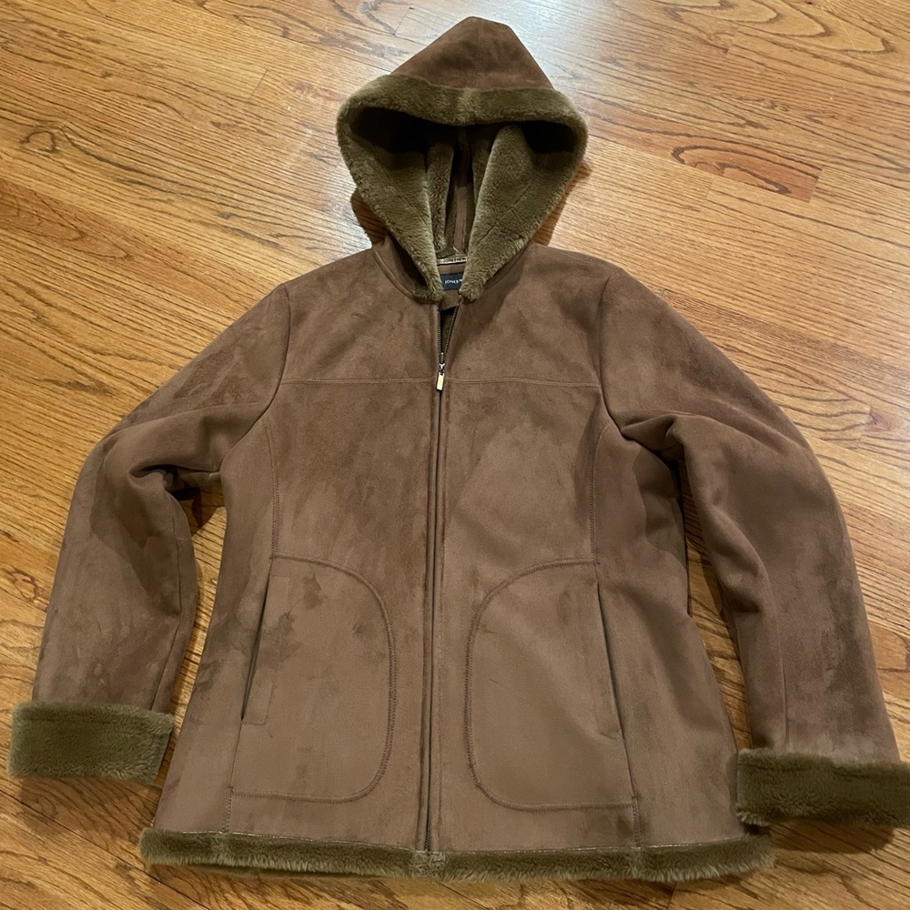 Jones New York Faux Fur Lined Short Coat